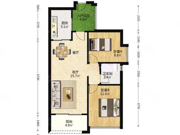 广州南沙黄阁南沙保利城价格便宜,看房方便,中层两房,正规两房格局