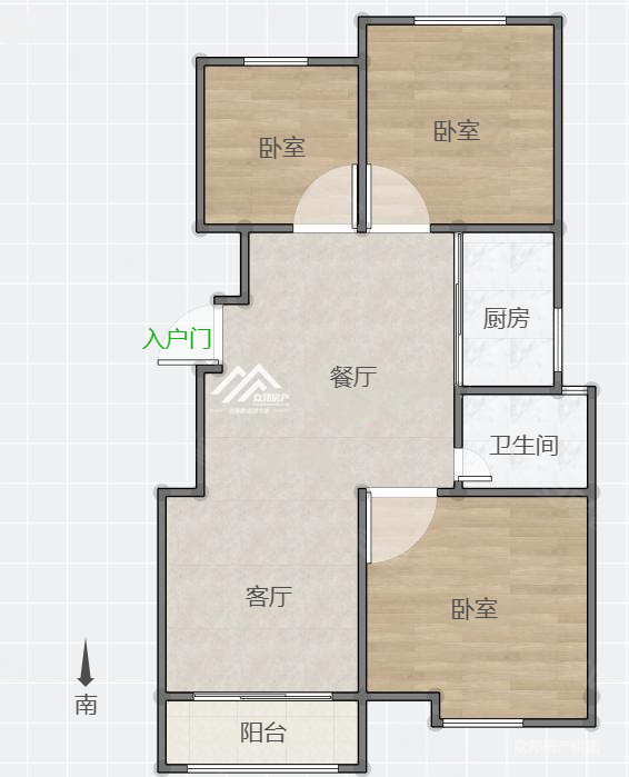 梁众苹果郡(北区)3室2厅1卫101㎡南北95万