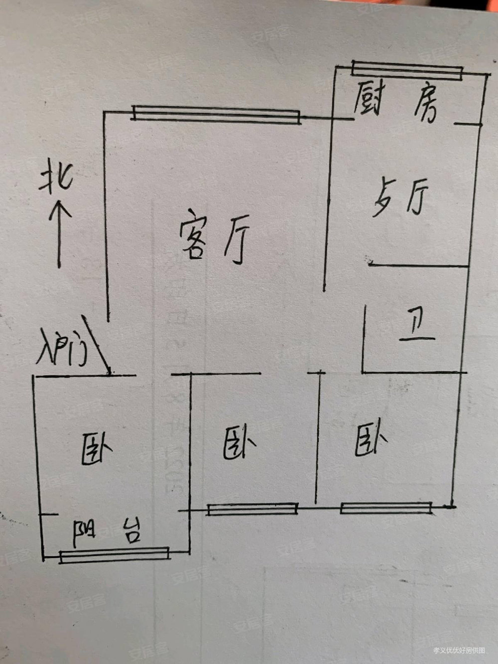 晟龙花园3室2厅1卫107.8㎡南北86万