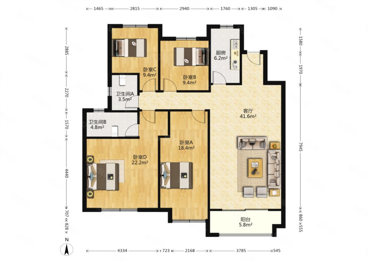 商都路旁路劲国际城洋房精装4房拎包入住看房方便满二