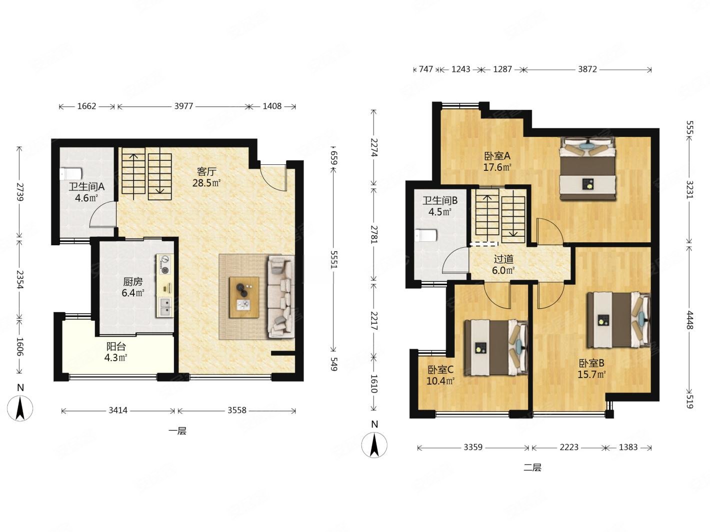 擎天半岛 跃层 正常层高 三房两卫 楼层好视野好