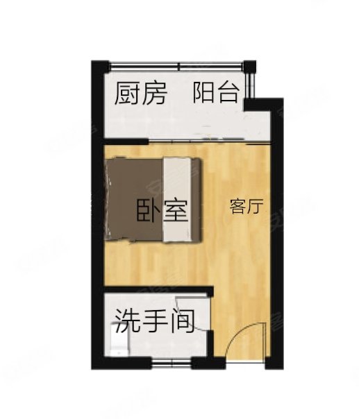 涌鑫公寓1室1厅1卫30.44㎡东18万