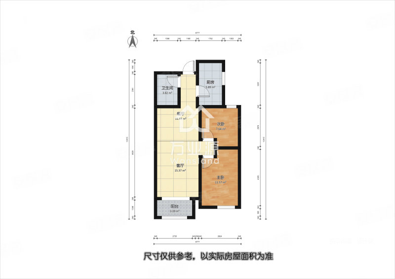 融创洞庭路壹号2室2厅1卫91㎡南145万