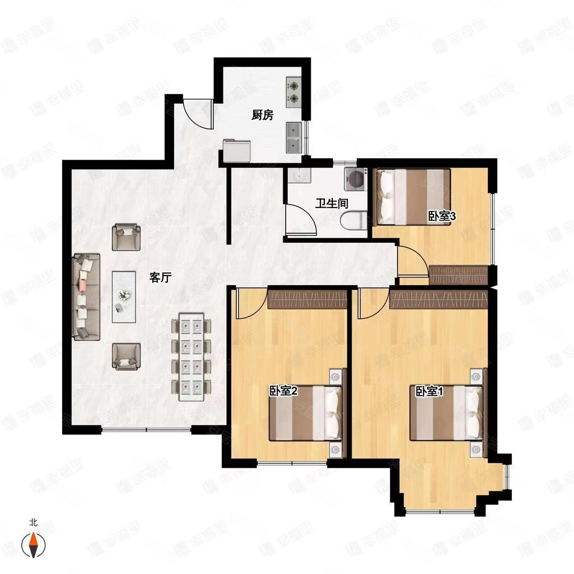南北通透3室2厅精装修满二住房房东急置换诚意买