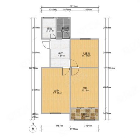 桃浦六村绿春苑3室1厅1卫73.95㎡南262万