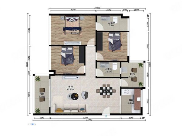 【多图】留仙居,西丽租房,新上好房 西丽 留仙居3房2卫 家电全齐 钥匙
