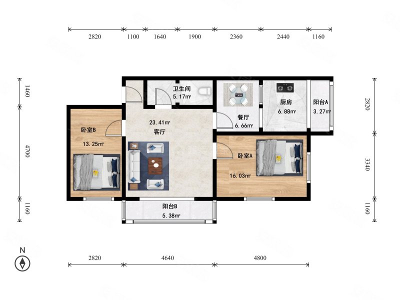 天通苑老六区(天通苑本六区)2室2厅1卫108.15㎡东南319万