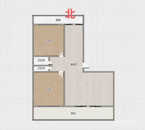 建国路69号小区2室2厅2卫88.58㎡南北150万