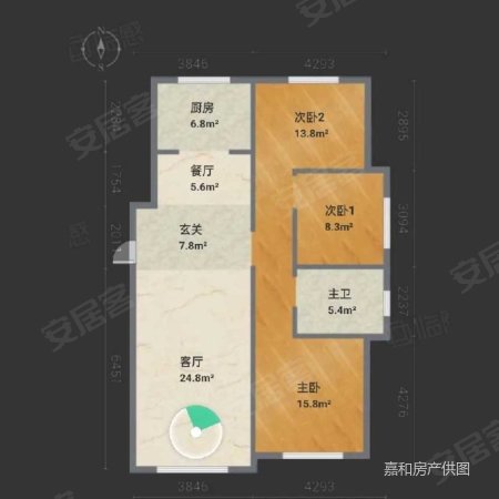 盛隆悦城3室2厅1卫124㎡南北53.8万