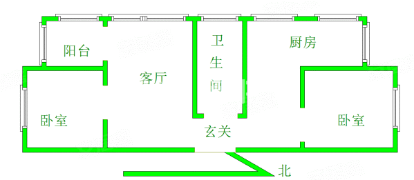 于家园二区(南院)2室1厅1卫66.76㎡南北178万