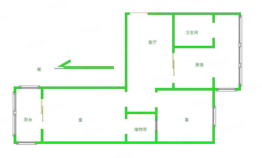 文明小区2室1厅1卫60㎡南北27万