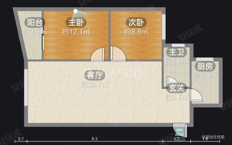 莺歌小区2室2厅1卫87㎡南60.6万