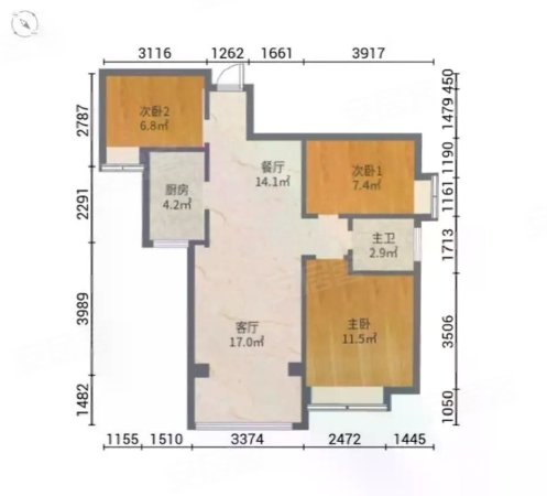 富盈四季华庭3室2厅1卫86.41㎡南120万