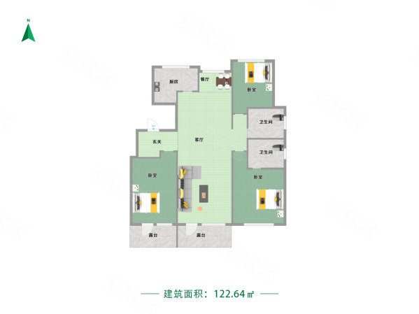 中海和悦府(一期)3室2厅2卫122.64㎡南北133万