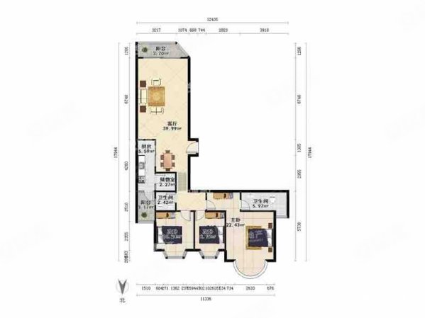 皇家翠苑3室2厅2卫139㎡南北1096.71万