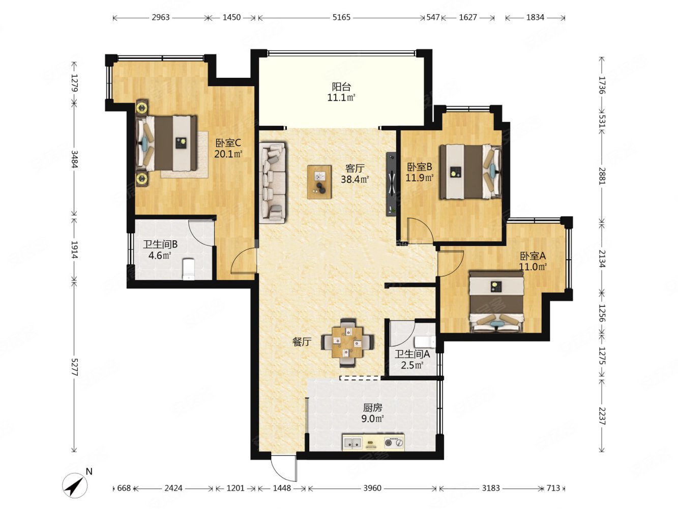 依山郡精装大三房楼层好包税拎包入住