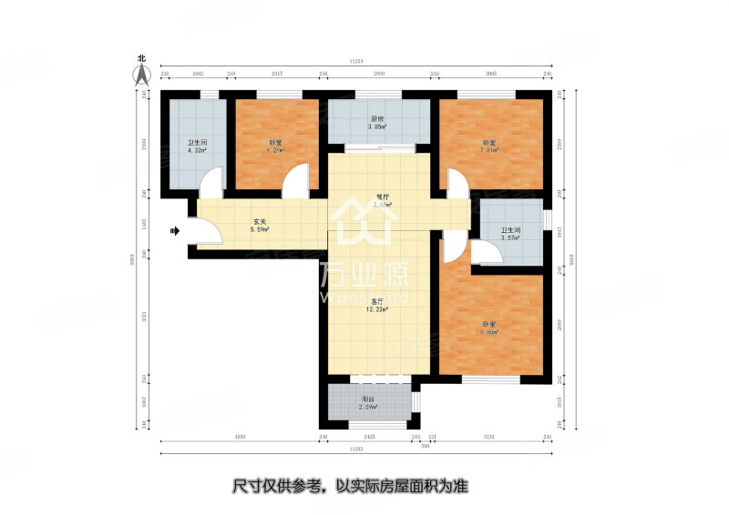 世茂璟苑3室2厅2卫101㎡南北165万