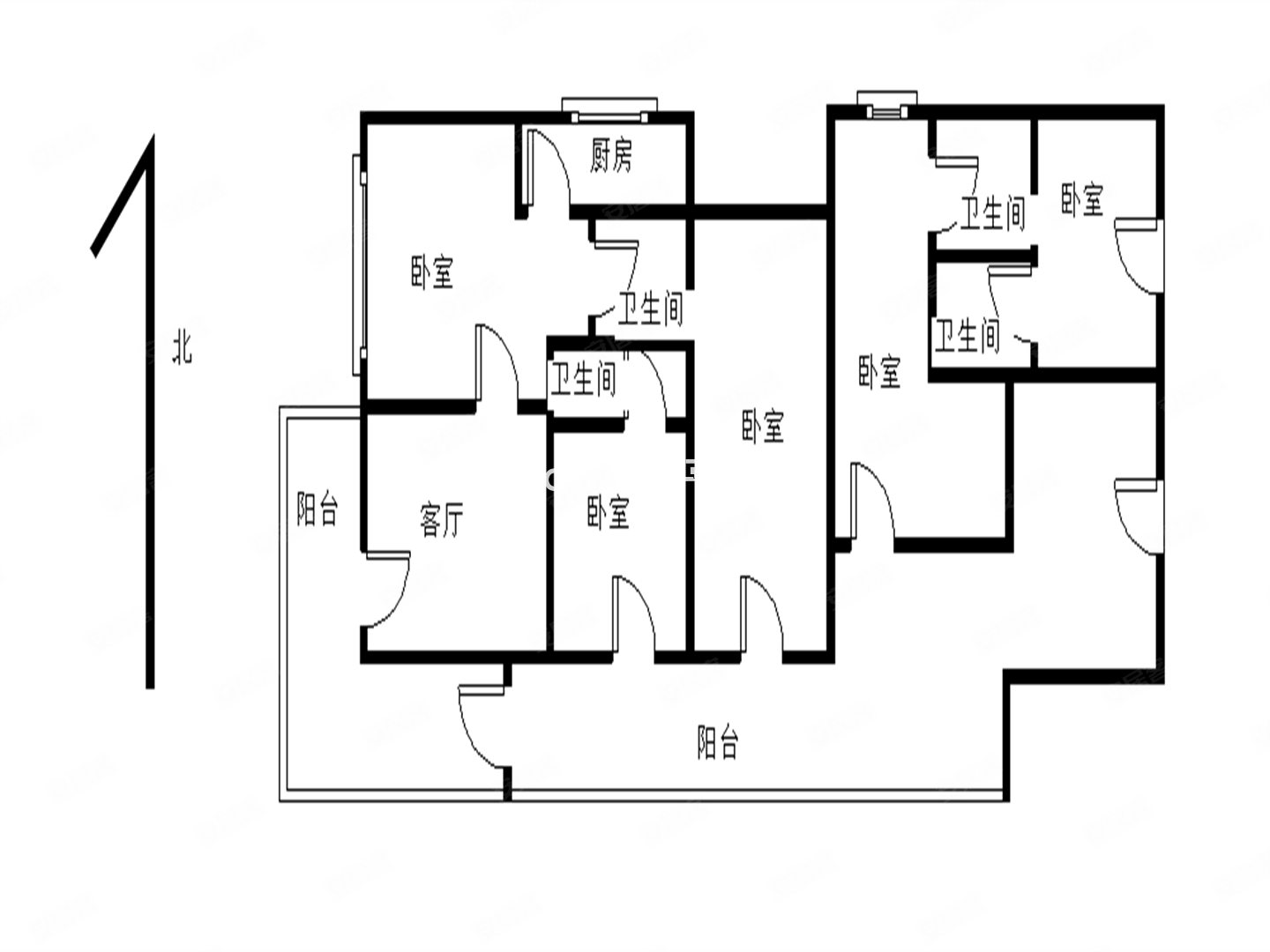 5室1厅137.32平方米朝南北