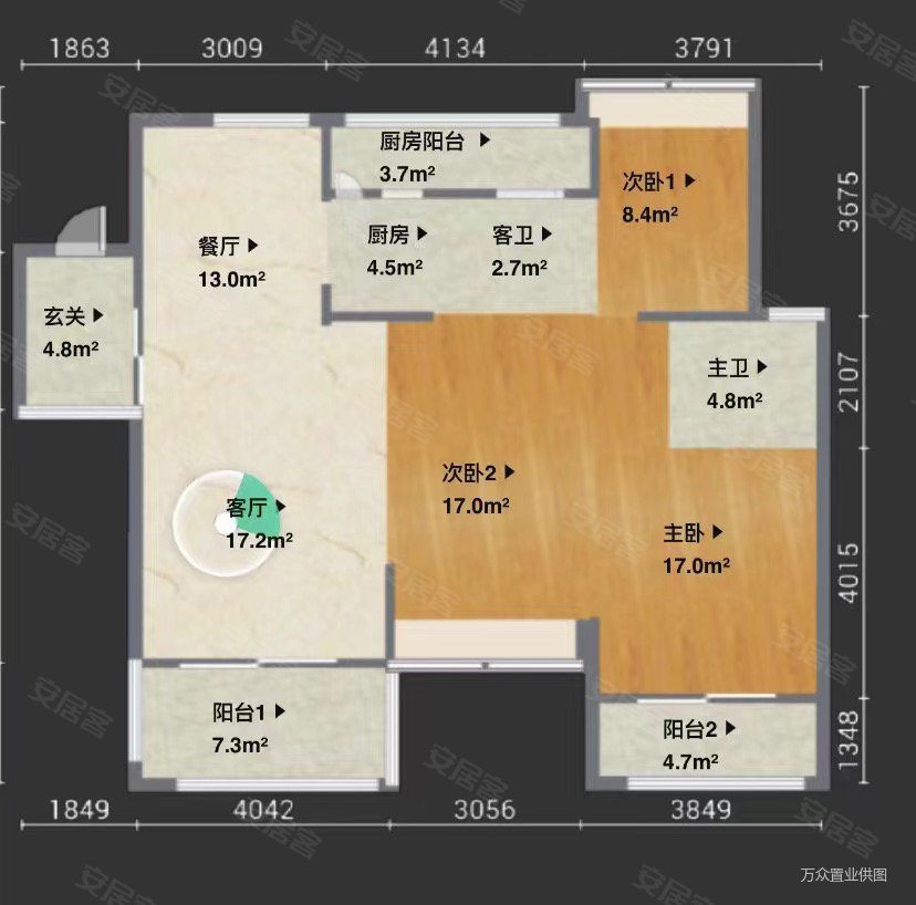 星河明珠湾(二三期)2室2厅1卫98㎡南63.8万