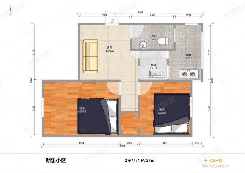 新乐小区2室1厅1卫57㎡东西42万