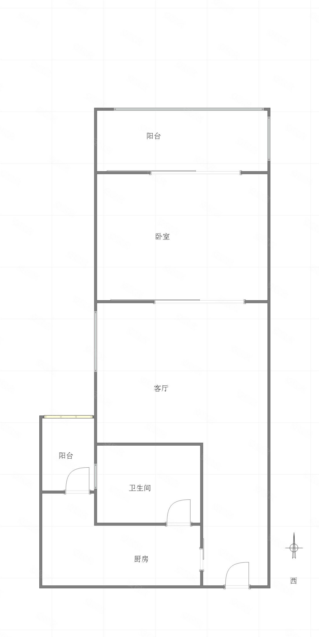 渝能国际(高层)1室1厅1卫51㎡东北60万