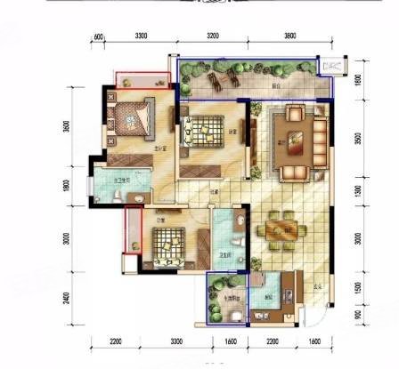 恒邦翡翠滨江3室2厅2卫112㎡东南70.8万