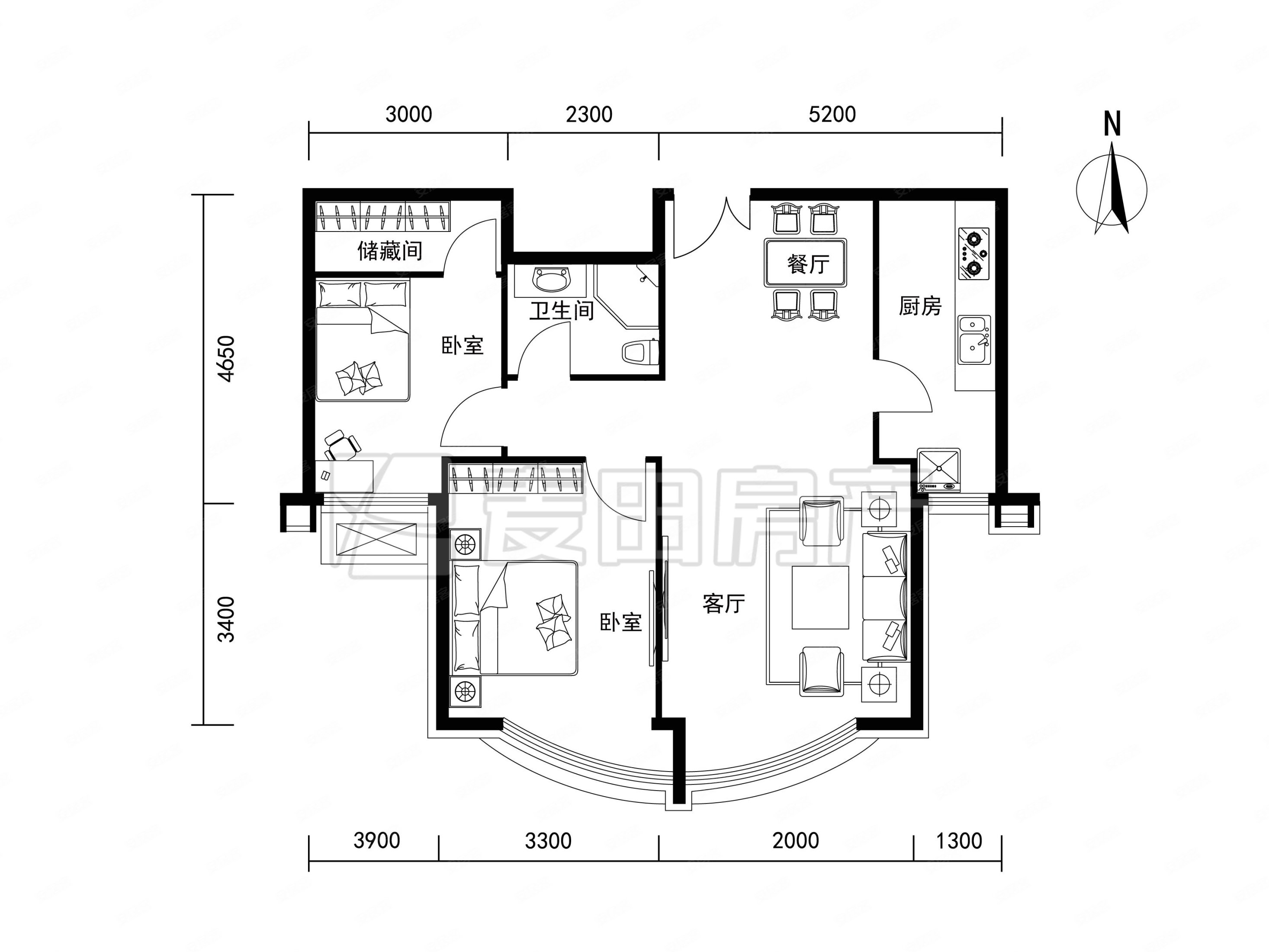 东湖湾(东区)2室2厅1卫94㎡南1270万
