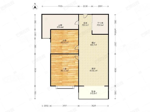 第一城(西区)2室2厅1卫93.38㎡南北99万