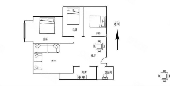 融城园城3室2厅1卫94㎡东88万