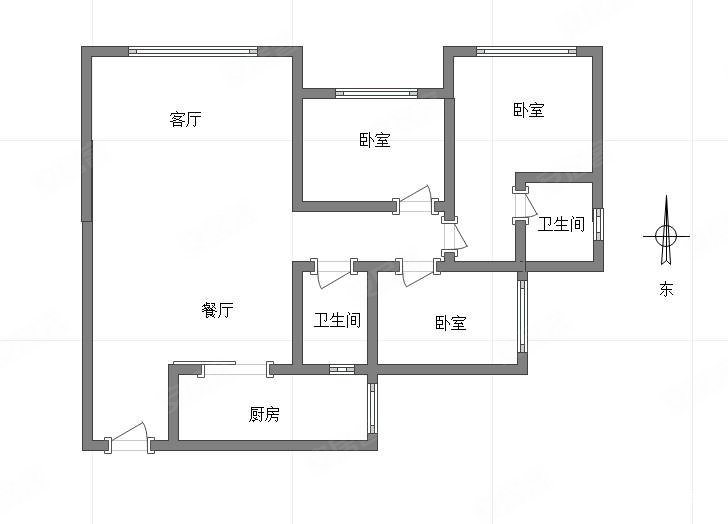 洺悦城公园里 户型方正 清水三房两卫