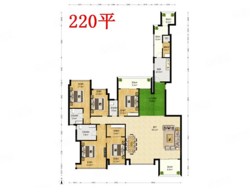 新出 誉峰二期 精装5房 全新 从没住过 正对前后双中庭