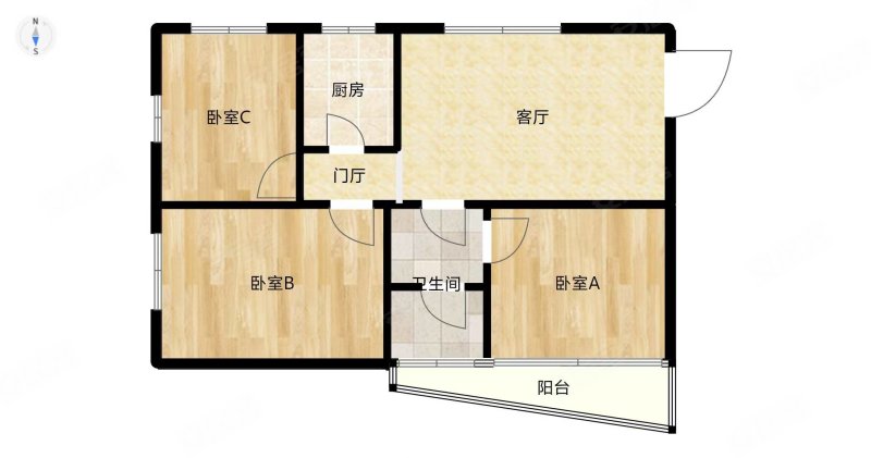 水上威尼斯晶绣轩3室2厅1卫104.45㎡南北69万