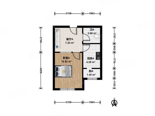 天津东丽先锋路海颂园汇城广场 精装1室海颂园  家具齐全 拎包即住