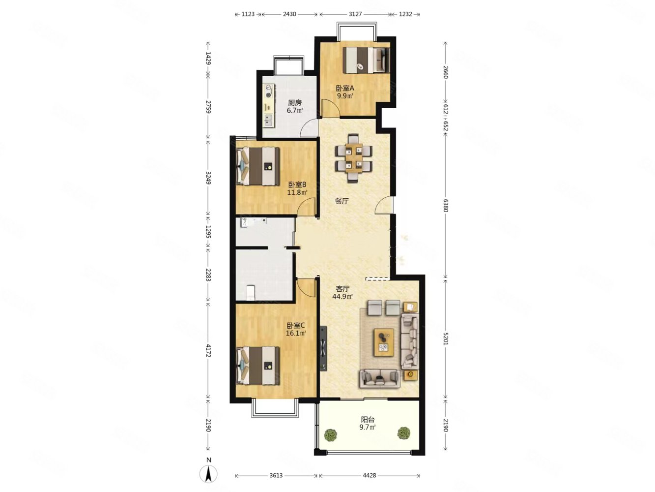 超值房源河畔花园158平100万带储藏室证过二