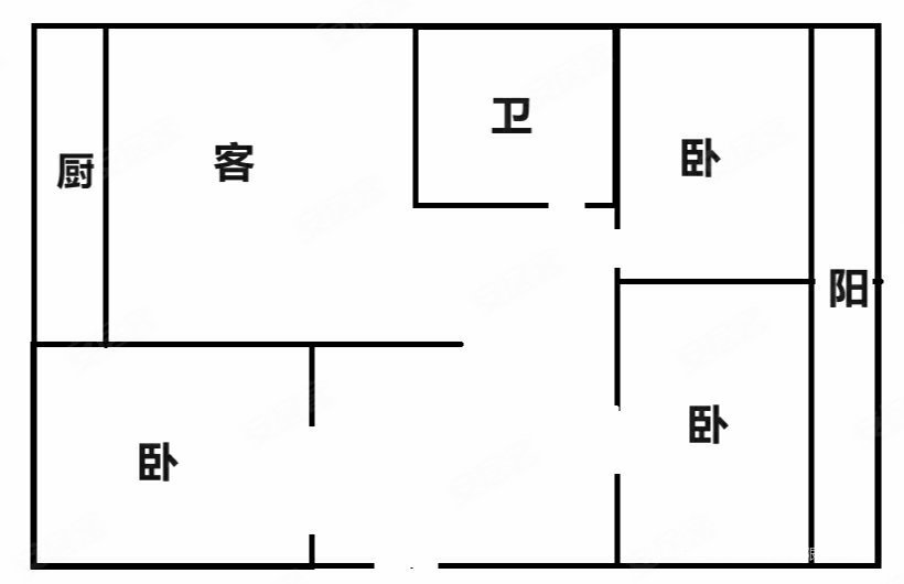 新华东街一区3室1厅1卫70㎡南北22万