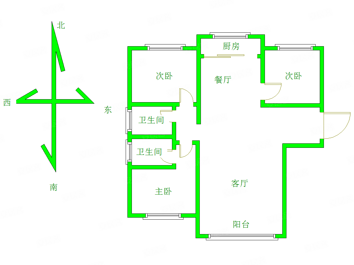 银河御府3室2厅2卫130㎡南北117万