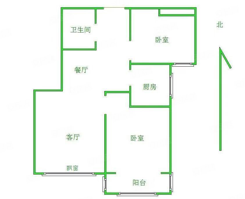 城市印象2室2厅1卫90.73㎡南北78万