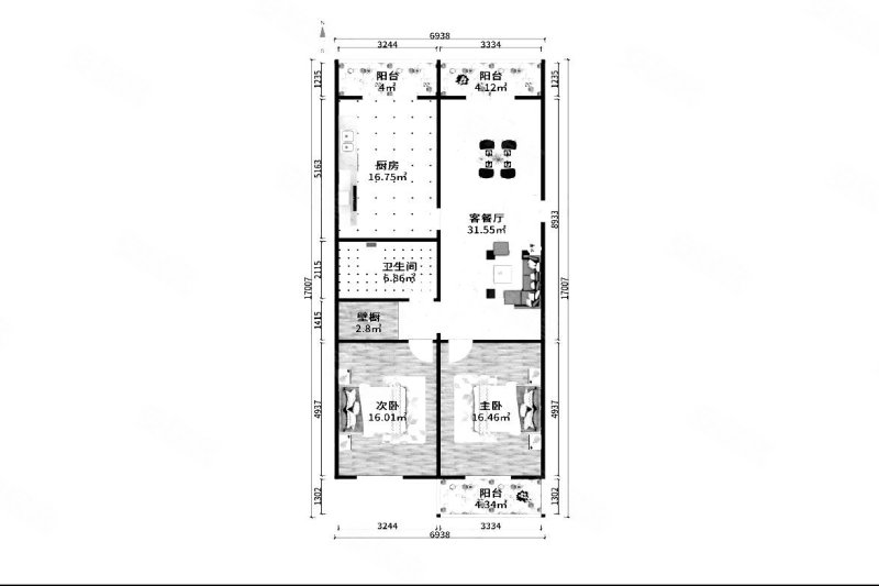 广顺园2室2厅1卫128㎡南北455万