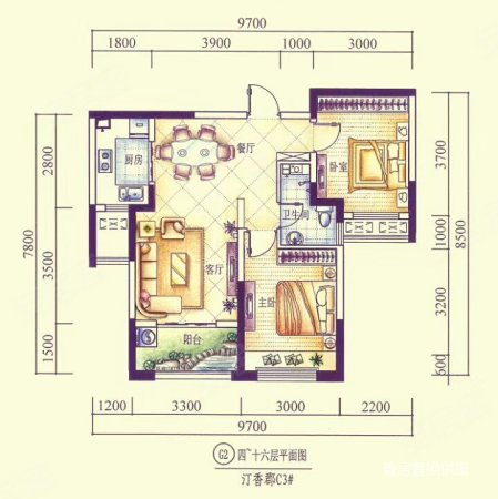汀香郡小高层 证过二35中82平两室精装未住,汀香