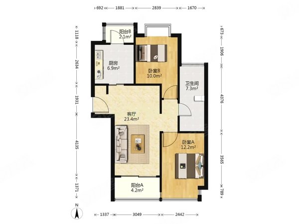 上海浦东前滩晶耀名邸(三期)前滩晶耀名邸 精装南北通透两房 带车位