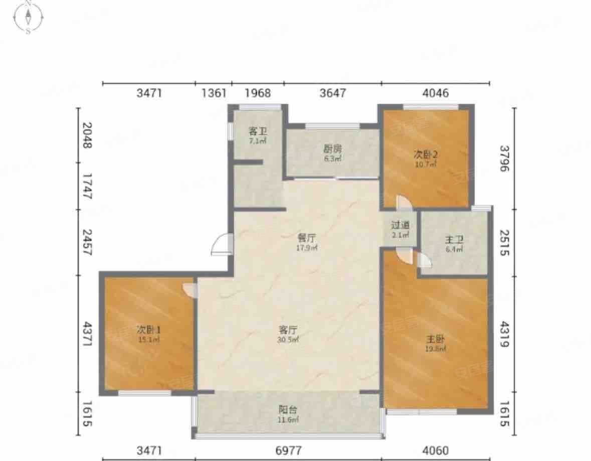 中梁壹号院3室2厅2卫134㎡南288万