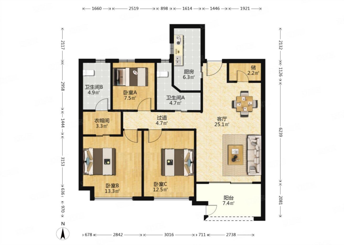 es金茂府经典三房好楼层好价格好采光业主急售