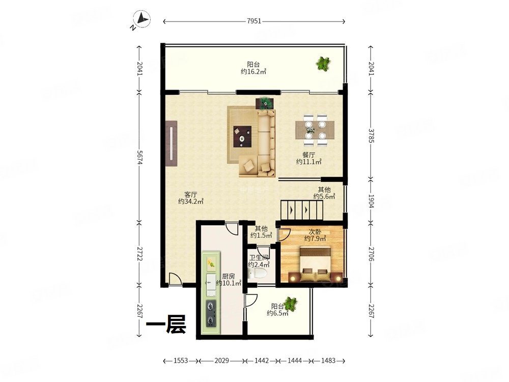 前海鸿荣源品质次新小区中空复式4房精装修楼下双地铁线