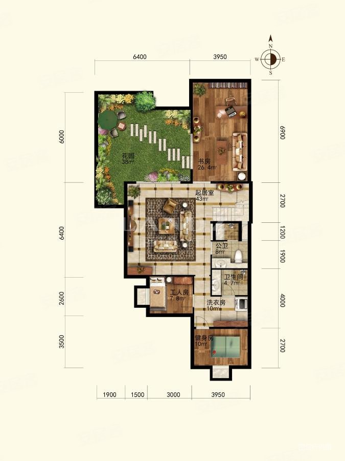 新出龙湾6米5方正挑空精装独栋一层南向卧室带卫生间,龙湾别墅二手房