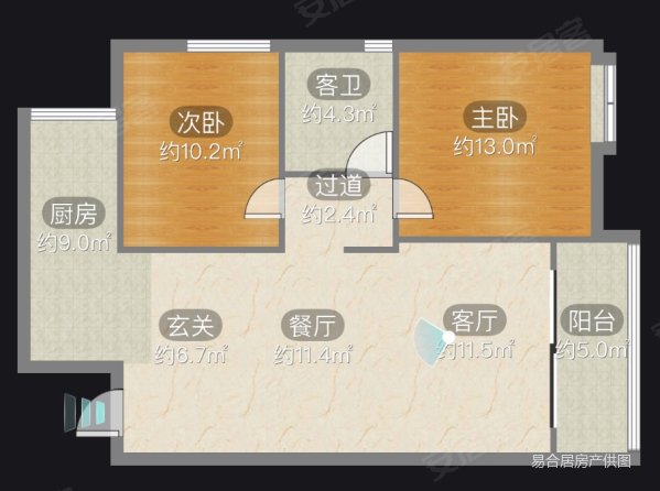 中天会展城A5组团2室2厅1卫89.35㎡东南86.5万