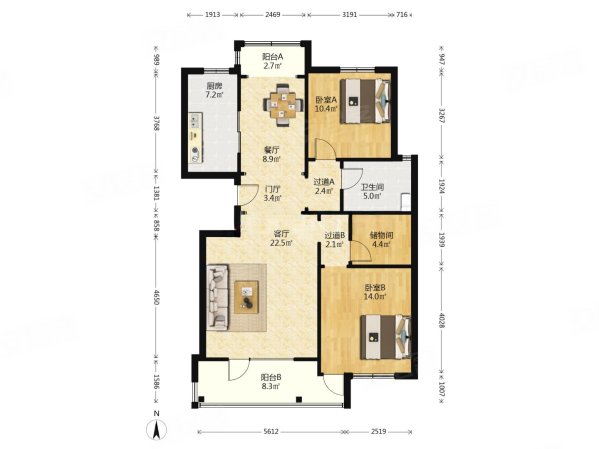 急售 小高层 大套二 价可大议,鲁信长春花园二手房,319万,2室2厅,1卫