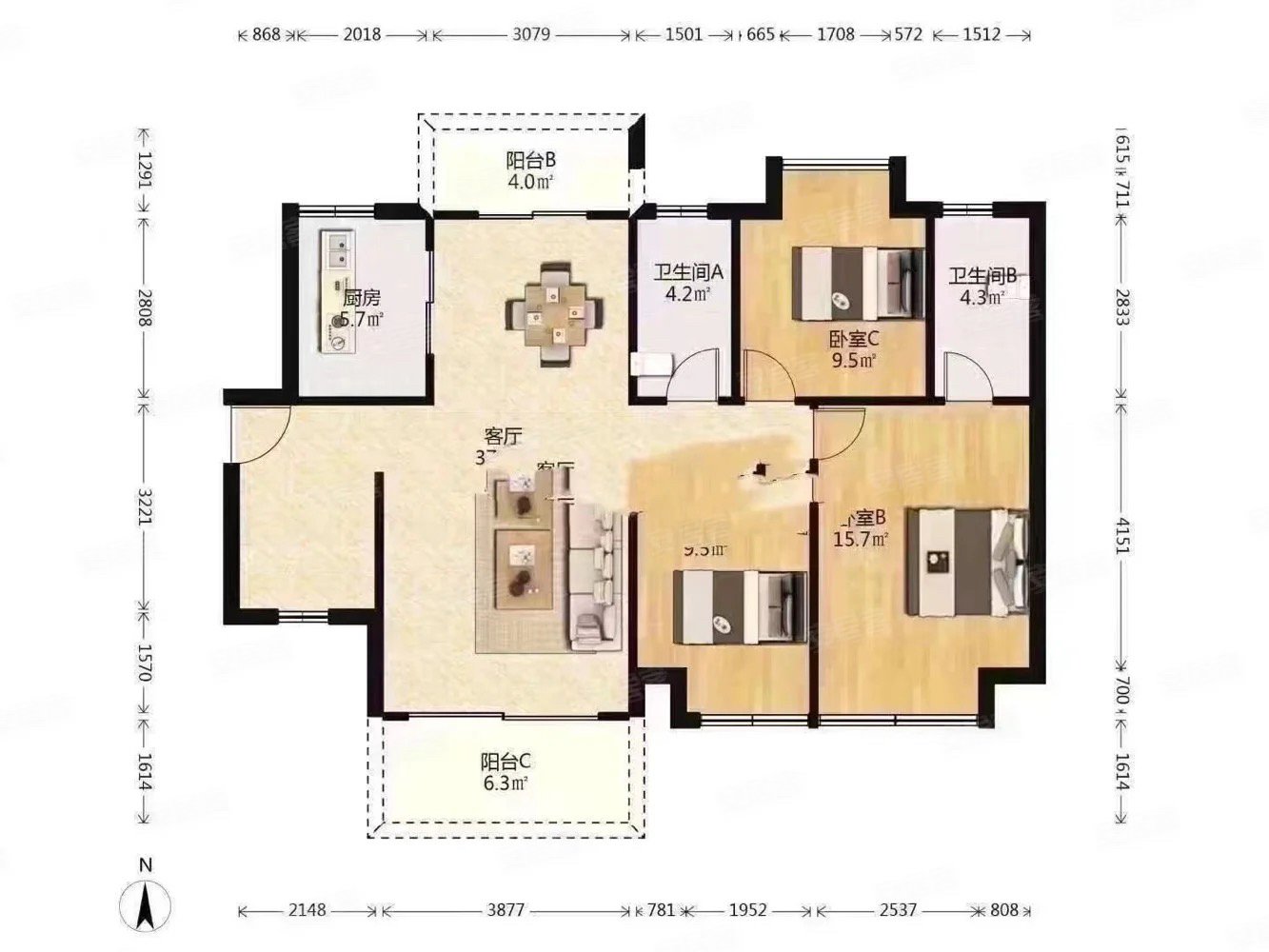 东江新城美丽洲花园4房