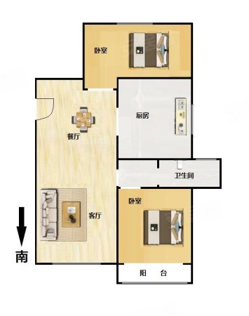 墨翠里2室1厅1卫77.69㎡南北480万