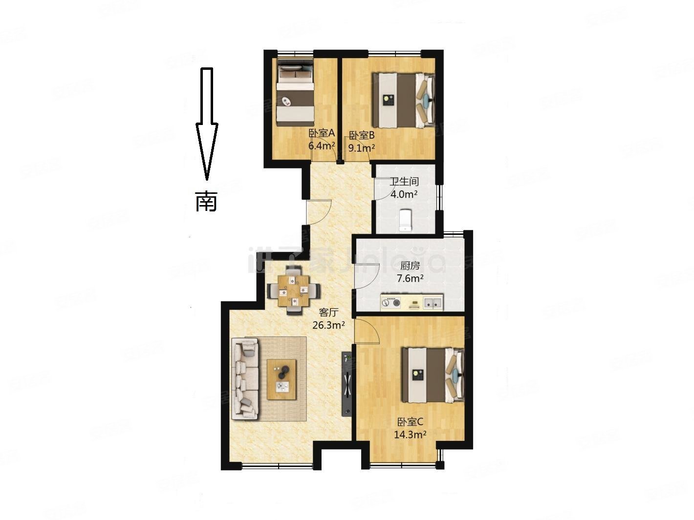 远洋风景润景家园 楼层 楼位好 小三室 价格美丽