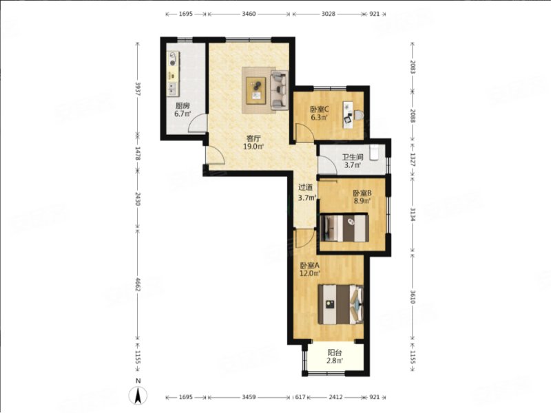 东坝汇景苑三区 临地铁 小三房 商品住宅 出行方便 南北通透